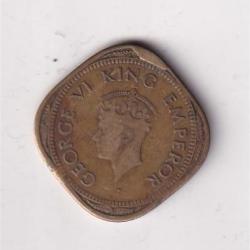 ERROR EXTRA METAL 2 ANNA 1944 GEORGE VI BRITISH INDIA COIN#I-283