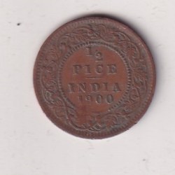 British India ½ Pice (1900) Victoria Rare Coin #I-291