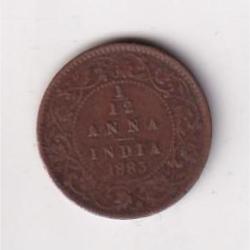 British India 1/12 Anna -1883 Victoria Rare Coin # I-284