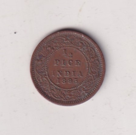British India ½ Pice (1895) Victoria Rare Coin #I-292