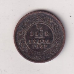 British India ½ Pice (1862) Victoria Rare Coin #I-296