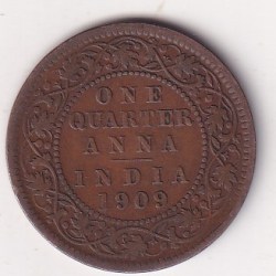 India - British ¼ Anna 1909 - Edward VII Rare Coin #I-299
