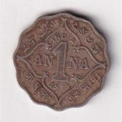British India 1 Anna (1919) George V Rare Coin #D-49