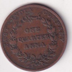 Alternative view of India - British ¼ Anna 1835 Rare Coin # D -16