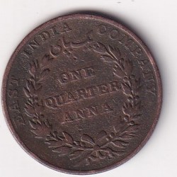 Alternative view of India - British ¼ Anna 1835 Rare Coin # D -17