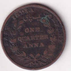 Alternative view of India - British ¼ Anna 1835 Rare Coin # D -19
