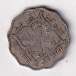 British India 1 Anna (1924) George V Rare Coin #D-56