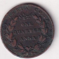 Alternative view of India - British ¼ Anna 1835 Rare Coin # D -22