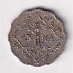 British India 1 Anna (1929) George V Rare Coin #D-58