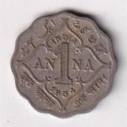 British India 1 Anna (1934) George V Rare Coin #D-59