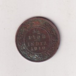 India - British ½ Pice 1910 - Edward VII Coin # D -29