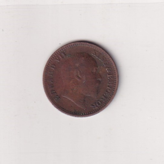 India - British ½ Pice 1910 - Edward VII Coin # D -29 - Image 2
