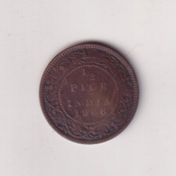 India - British ½ Pice 1906 - Edward VII Coin # D -32