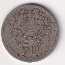 Alternative view of Portugal 50 Centavos 1928 RARE COIN #D-42