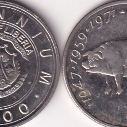 LIBERIA 5 DOLLAR COMMEMORATIVE UNC RARE 1 COIN #D-74