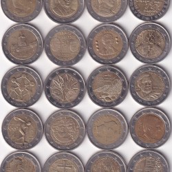 20 DIFFERENT 2 EURO COMMEMORATIVE ALL DIFFERENT RARE BIMETALLIC (20 COINS SET) #D-91