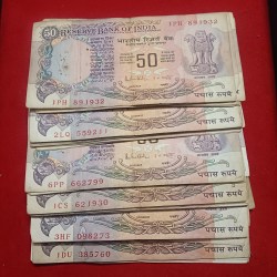 Fifty Rs Rare Parliament Issue Note Governor RN Malhotra 40 Pcs Given Good Condition Notes