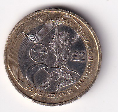 United Kingdom 2 Pounds 2002 (Elizabeth II 4th portrait Games in England) Rare Bimetallic Commemorative Coin #D-104