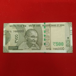 500 Rs Rare Fancy Number Note 786000 Year 2017 Republic of India sku 03