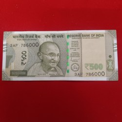 500 Rs Rare Fancy Number Note 786000 Year 2021 Republic of India Sku 03