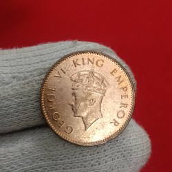 Alternative view of George Vi One Quater Anna 1938 Year Calcutta Mint Unc Condition