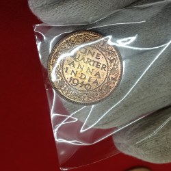George Vi One Quater Anna 1940 Year Unc Condition Calcutta Mint
