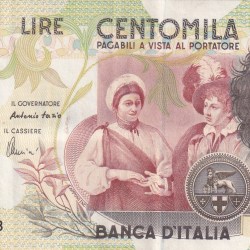 Italy 100 000 Lire Caravaggio RARE NOTE