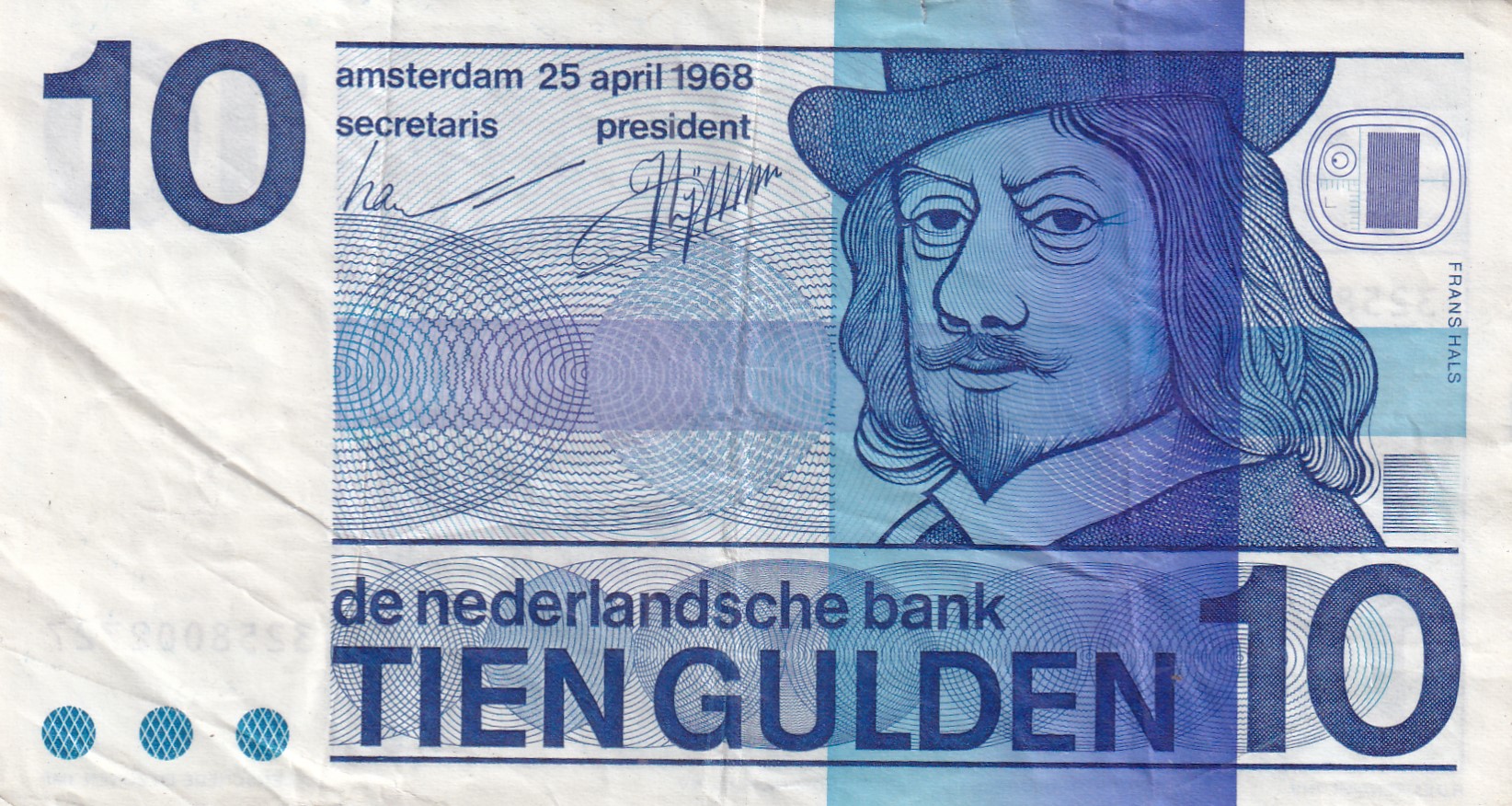 Netherlands 10 Gulden Frans Hals RARE NOTE