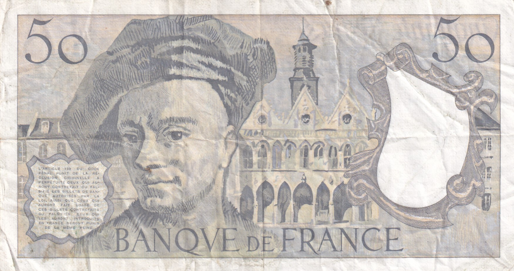 France 50 Francs LOEST PRICE RARE NOTE - Image 2