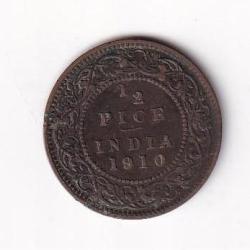 British India 1/2 Pice (1910) Edward VII Rare Coin #D-110