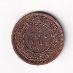 British India 1/2 Pice (1903) Edward VII Rare Coin #D-114