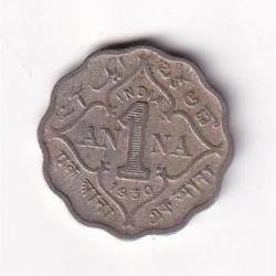 British India 1 Anna 1930 George VI Rare Coin #D-117