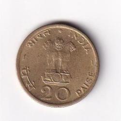 Alternative view of India 20 Paise (Food For All) 1970 Rare Coin #D-119