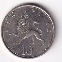 United Kingdom 10 New Pence 1975 (Elizabeth II 2nd portrait) Rare Coin#D-129