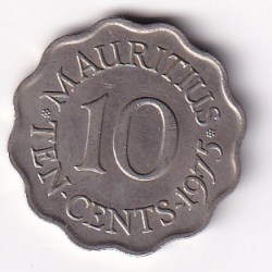 Mauritius 10 Cents 1975 (Elizabeth II 1st portrait) Rare Coin#D-131