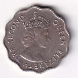 Alternative view of Mauritius 10 Cents 1975 (Elizabeth II 1st portrait) Rare Coin#D-131