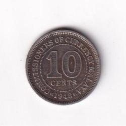 Malaysia (Malaya) 10 Cents 1948 George VI Rare Coin#D-134