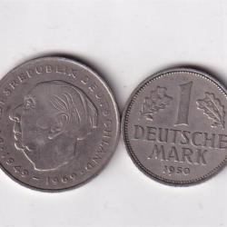Germany 2 Different Coin (2 Mark, 1 Mark) Coin Set#D-136