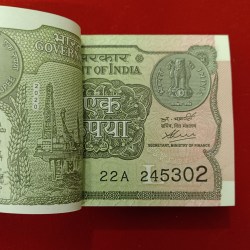 Alternative view of One Rs Rare Full Bundle Finance Secretary Atanu Chakraborty Year 2020 Gem Bunc Condition 245301