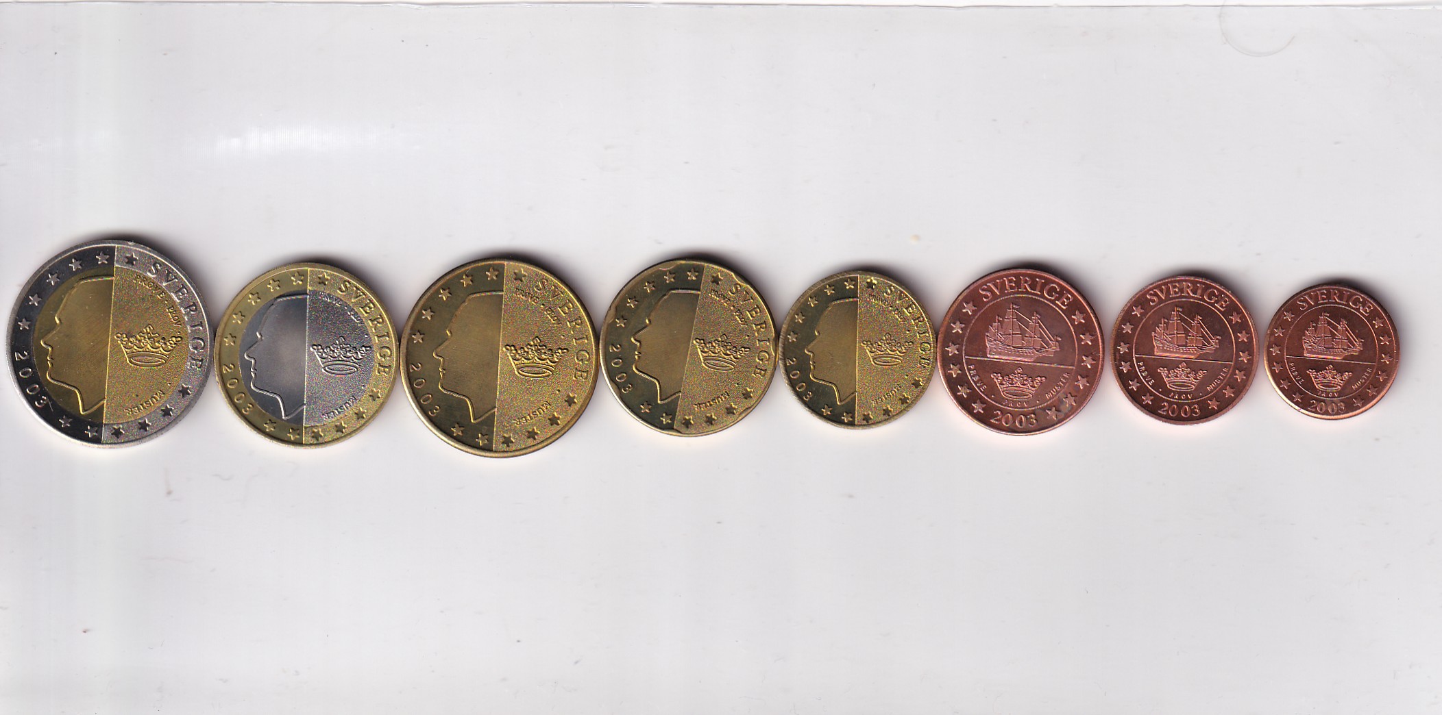 Sweden 2003 (8 Pcs) Unc Pattern Coin Set #D-155