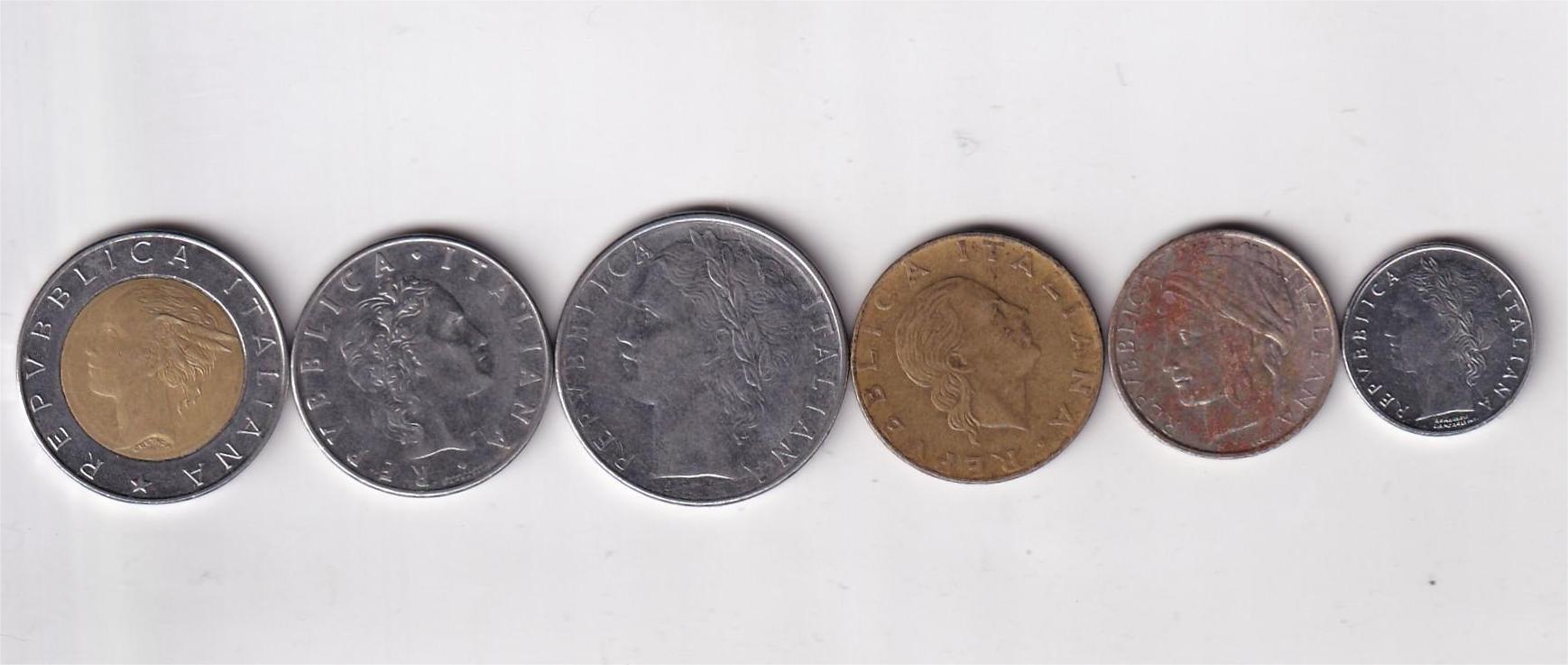 Italy 6 Different lire (6 Pcs) Coin Set #D-162 - Image 2
