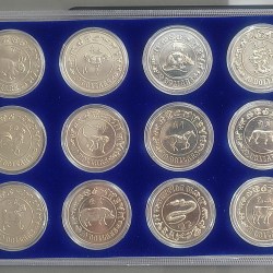 Alternative view of SINGAPORE 12 DIFFERENT ZODIAC COMMEMORATIVE UNC 10 DOLLAR COINS SET WITH BOX AND STAND