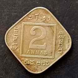 Alternative view of British India King and emperor George v Denominaton 2 anna Year 1936 Same and similar piece available