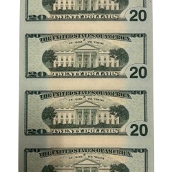 Alternative view of USA 20 Dollars Banknote 2004A Replacement Issue A1 Series Gem UNC 4 Notes UNCUT Sheet Very Unique and Ultra Rare