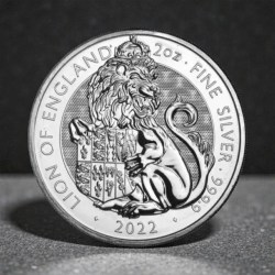 United Kingdom 2 Oz Fine Silver Lion of England and Queen Elizabeth II 2022 Issue Very Unique and Rare