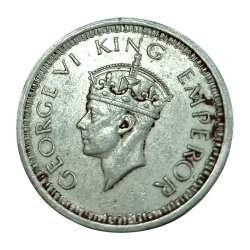 Alternative view of British India Silver ONE RUPEE Year 1945 (L) LAHORE Mint King GEORGE-VI **SCARE** Collectable Grade.