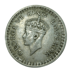 Alternative view of British India Silver 1/2 HALF RUPEE Year 1942 King GEORGE-VI in Collectable Grade.