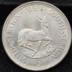 Alternative view of South Africa 5 Shillings 1952 - George VI 300 Years of Cape Town Rare Silver Coin