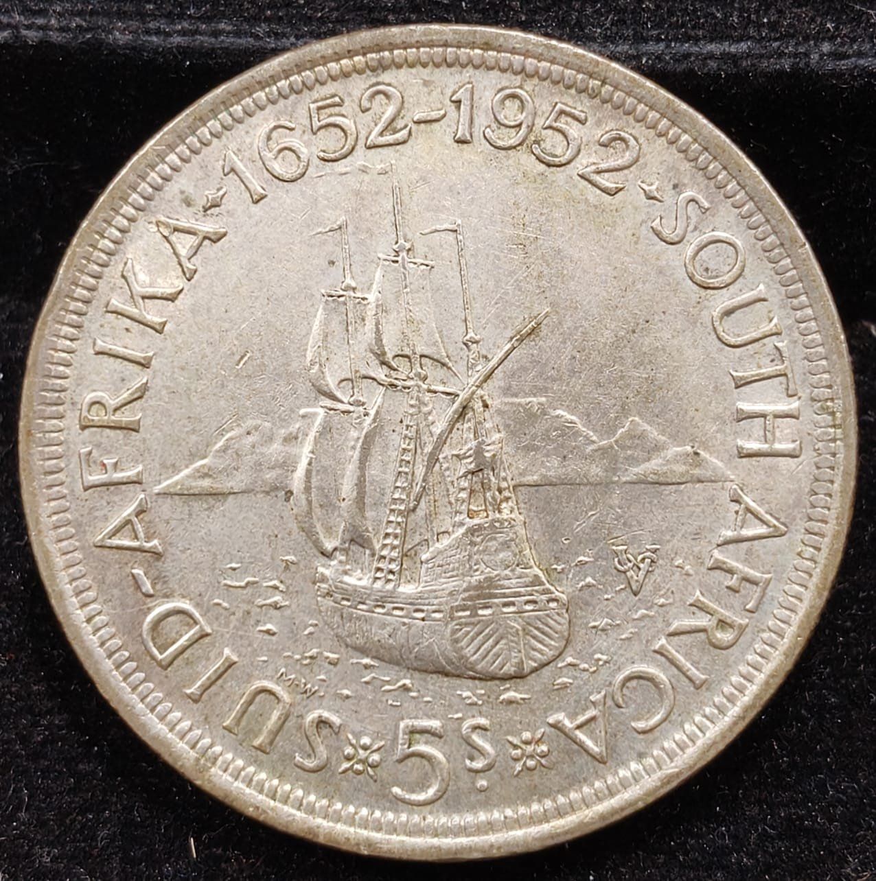 South Africa 5 Shillings 1952 - George VI 300 Years of Cape Town Rare Silver Coin