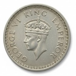 Alternative view of India - British 1 Rupee 1944 - George VI Rare Silver Coin
